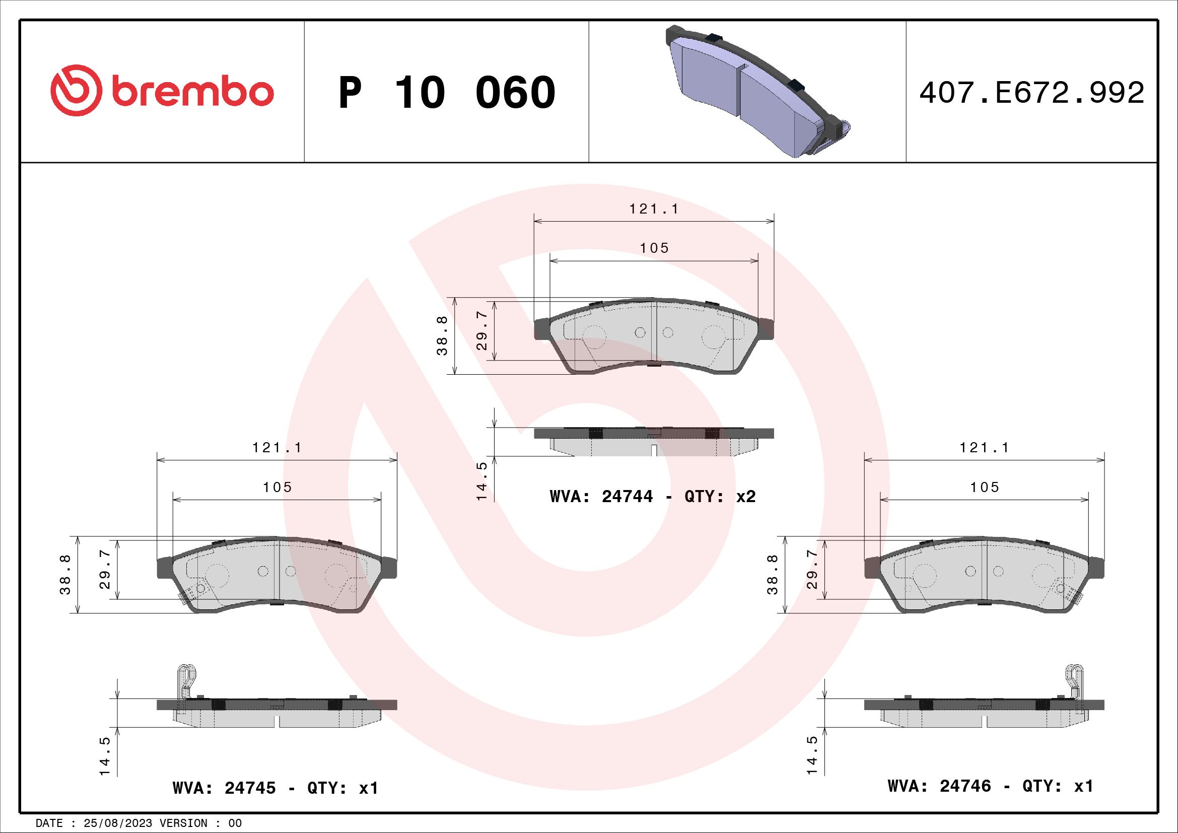 Гальмівні колодки дискові BREMBO P10060 - zapix