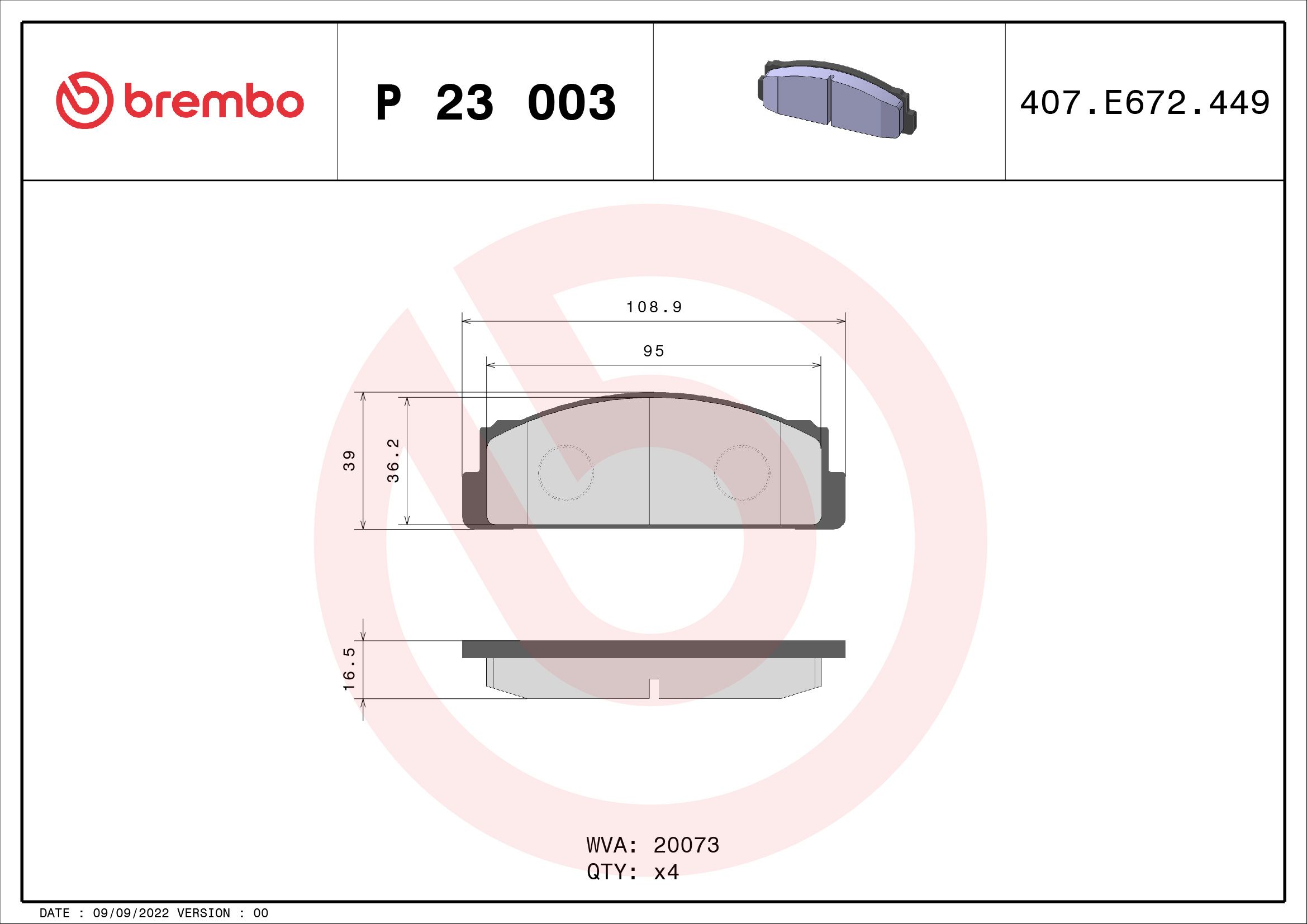 Гальмівні колодки дискові BREMBO P23003 - zapix