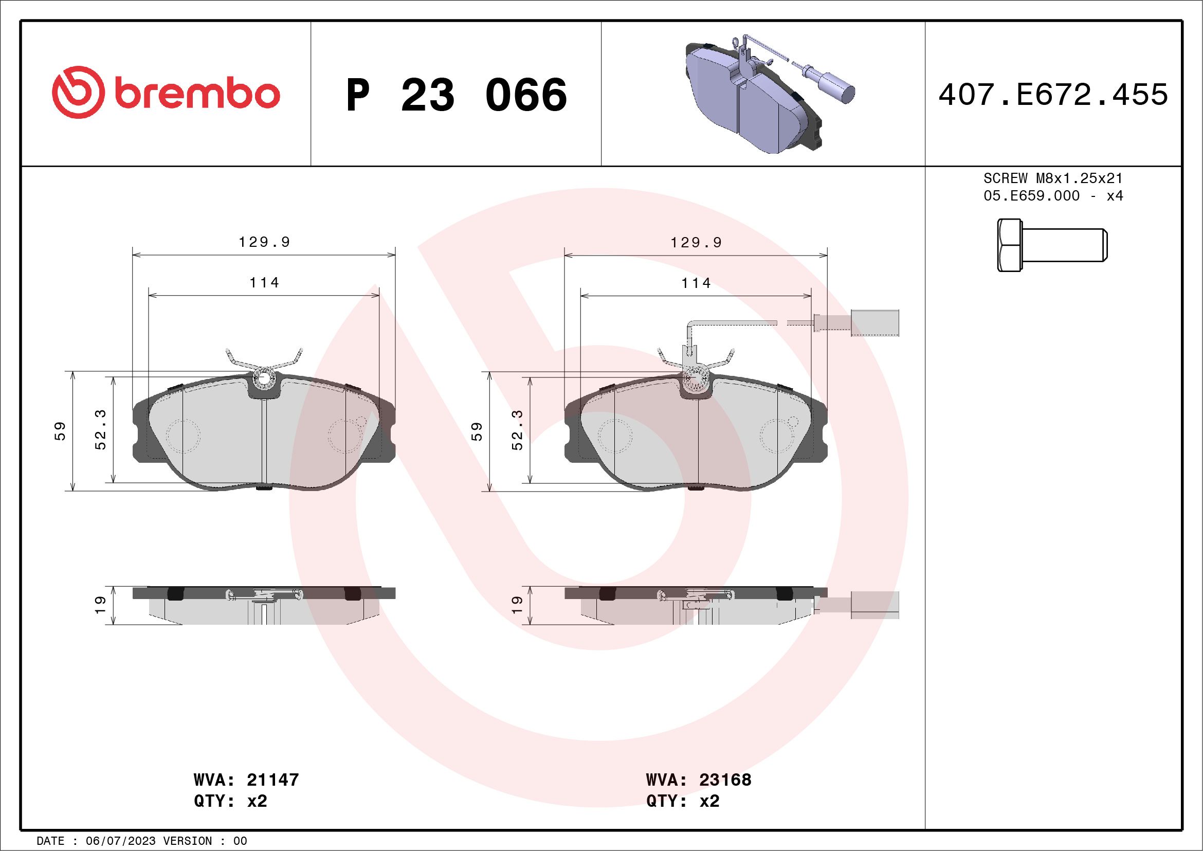 Гальмівні колодки дискові BREMBO P23066 - zapix