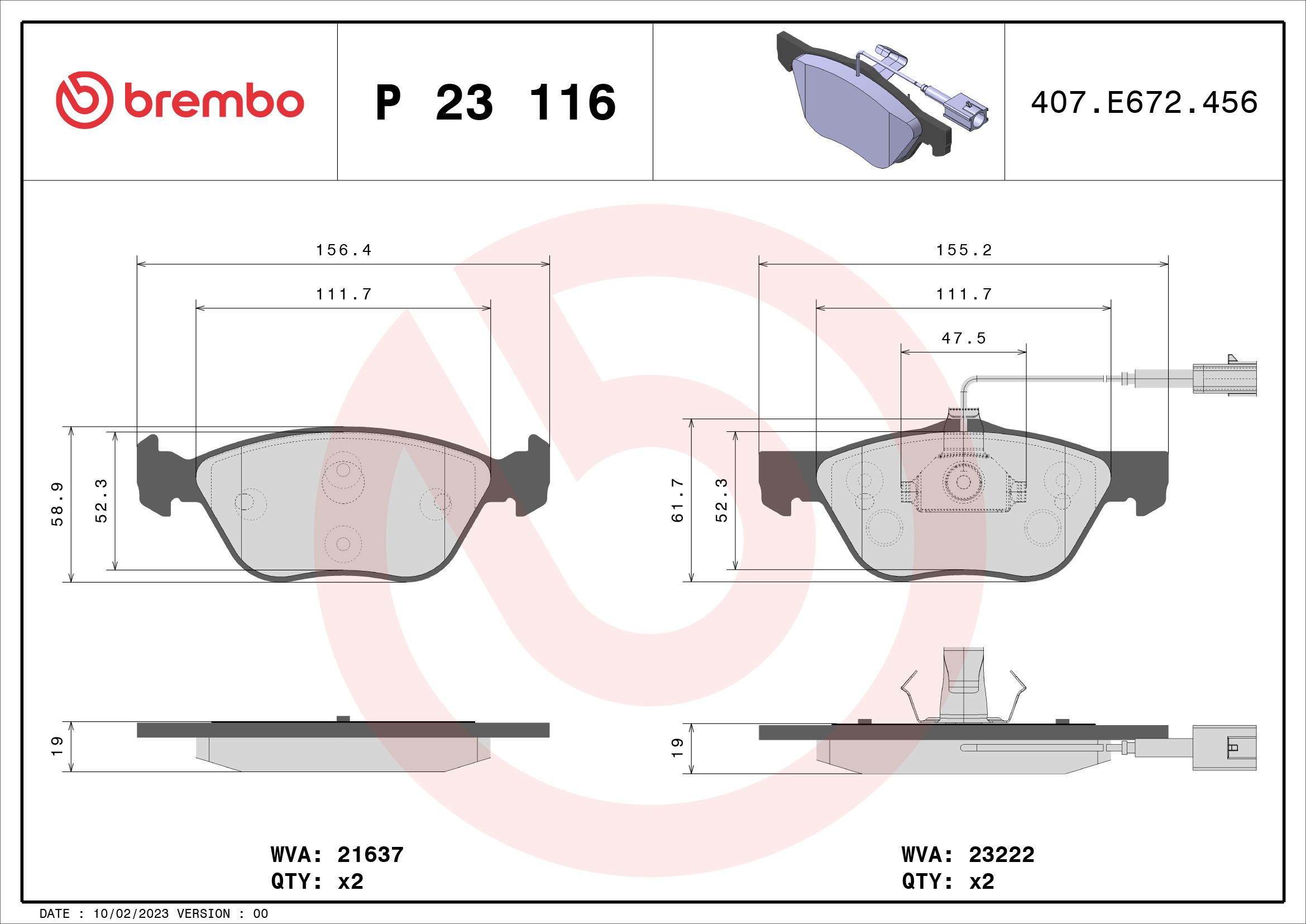 Гальмівні колодки дискові BREMBO P23116 - zapix