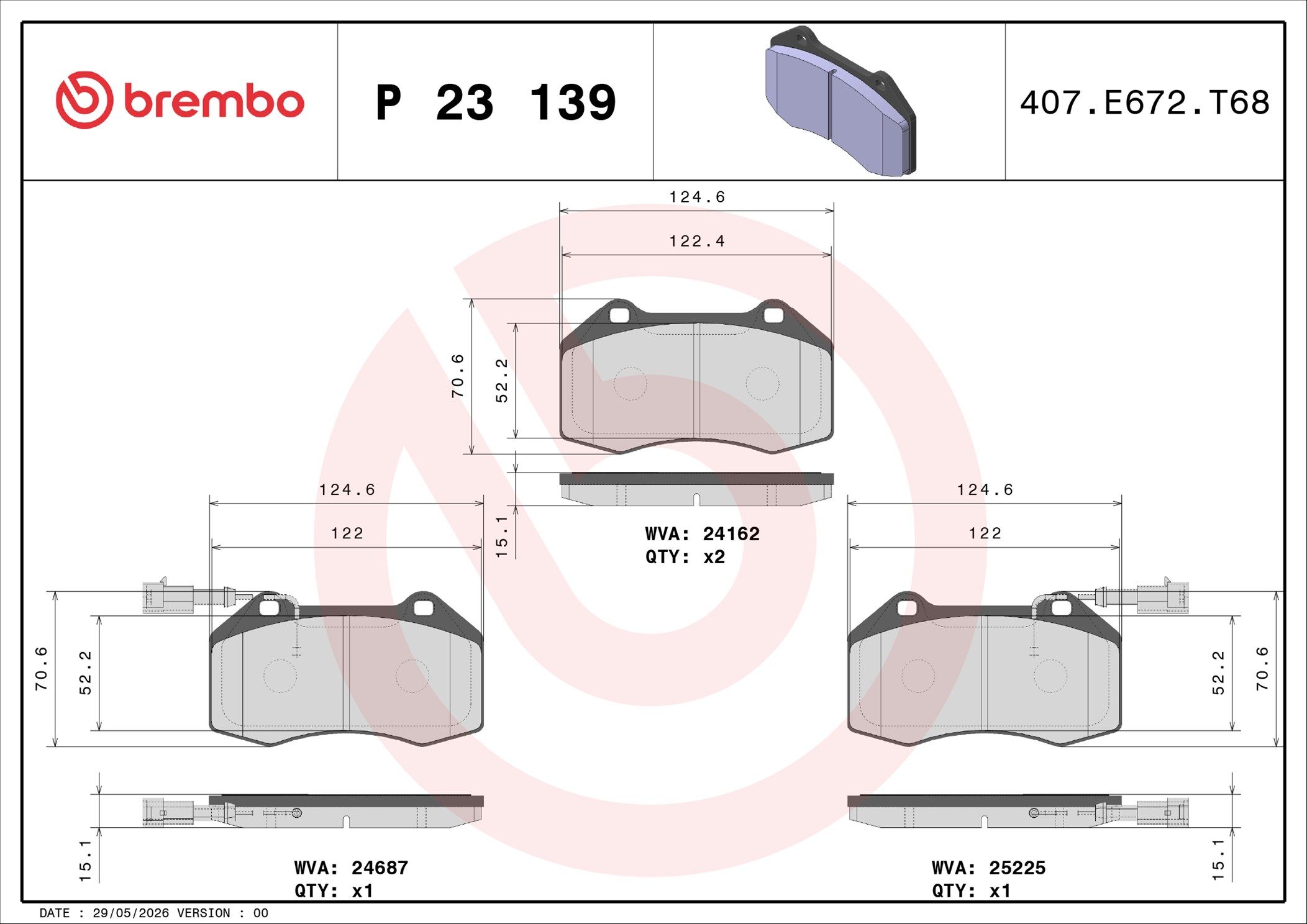 Гальмівні колодки дискові BREMBO P23139 - zapix