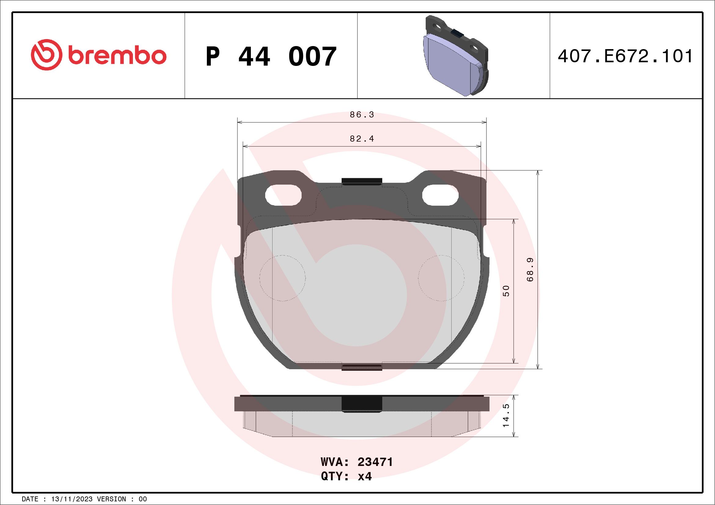 Гальмівні колодки дискові BREMBO P44007 - zapix