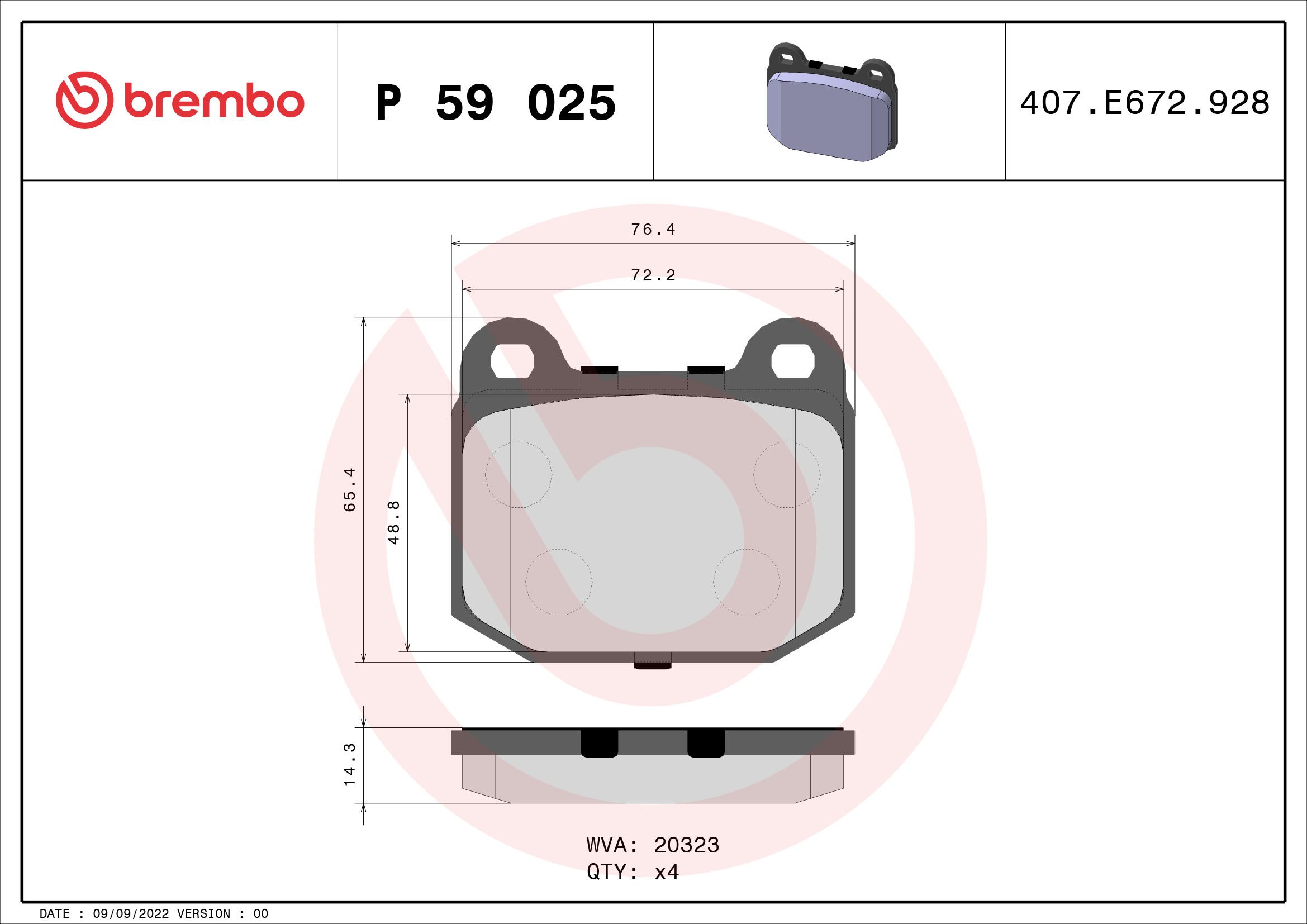 Гальмівні колодки дискові BREMBO P59025 - zapix