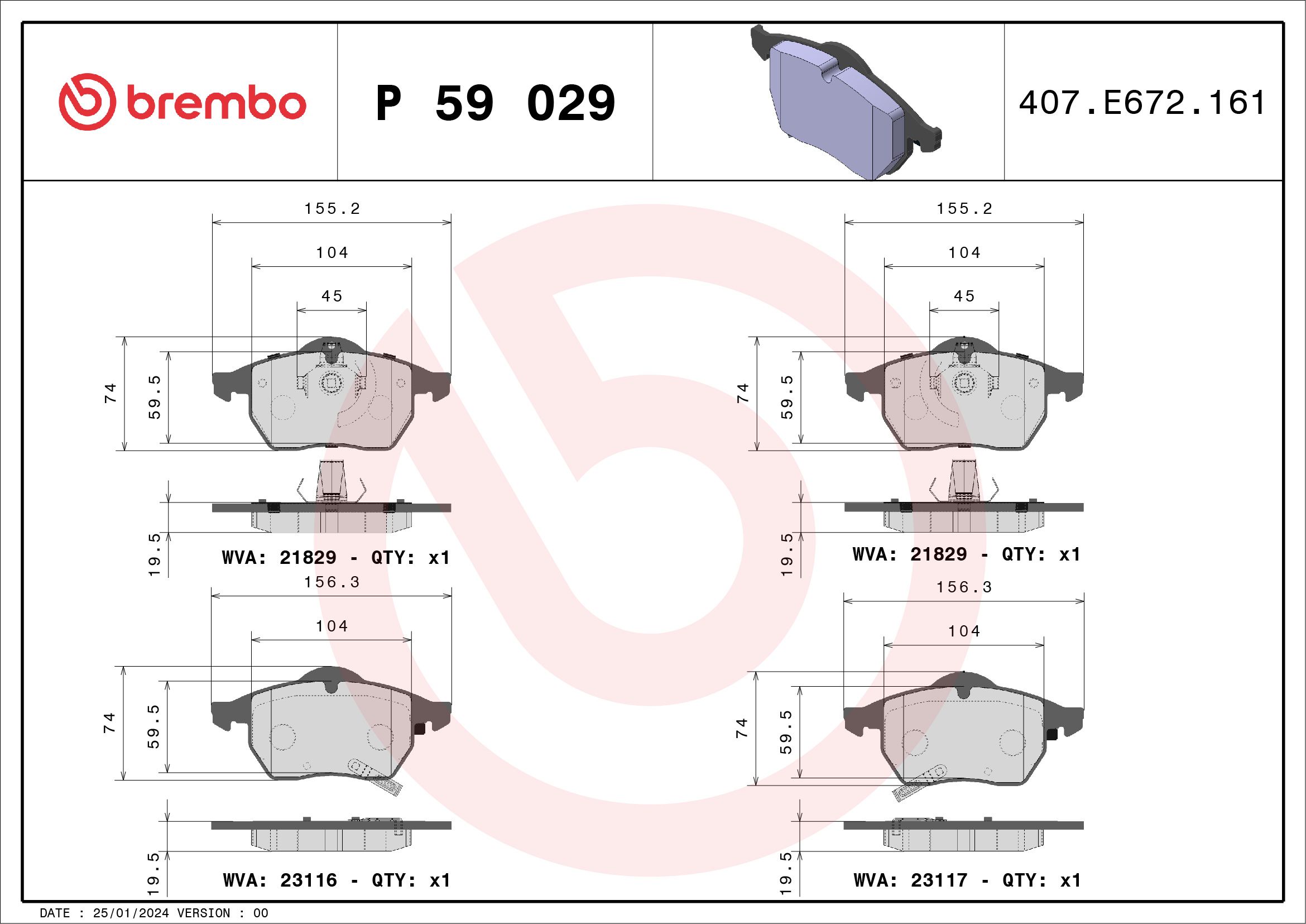 Гальмівні колодки дискові BREMBO P59029 - zapix