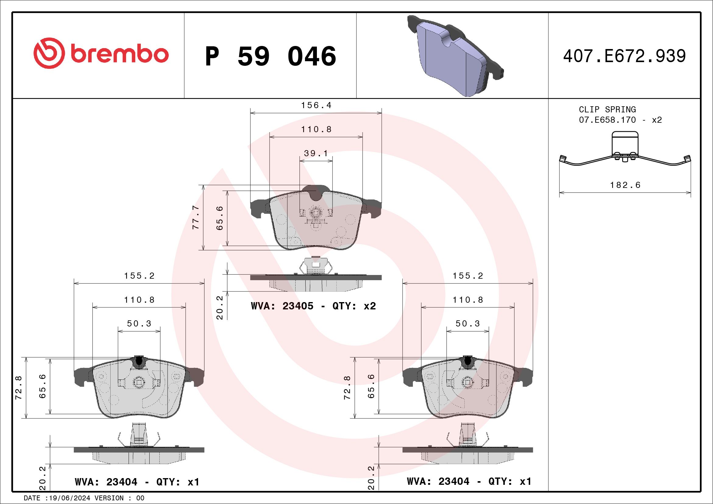 Гальмівні колодки дискові BREMBO P59046 - zapix