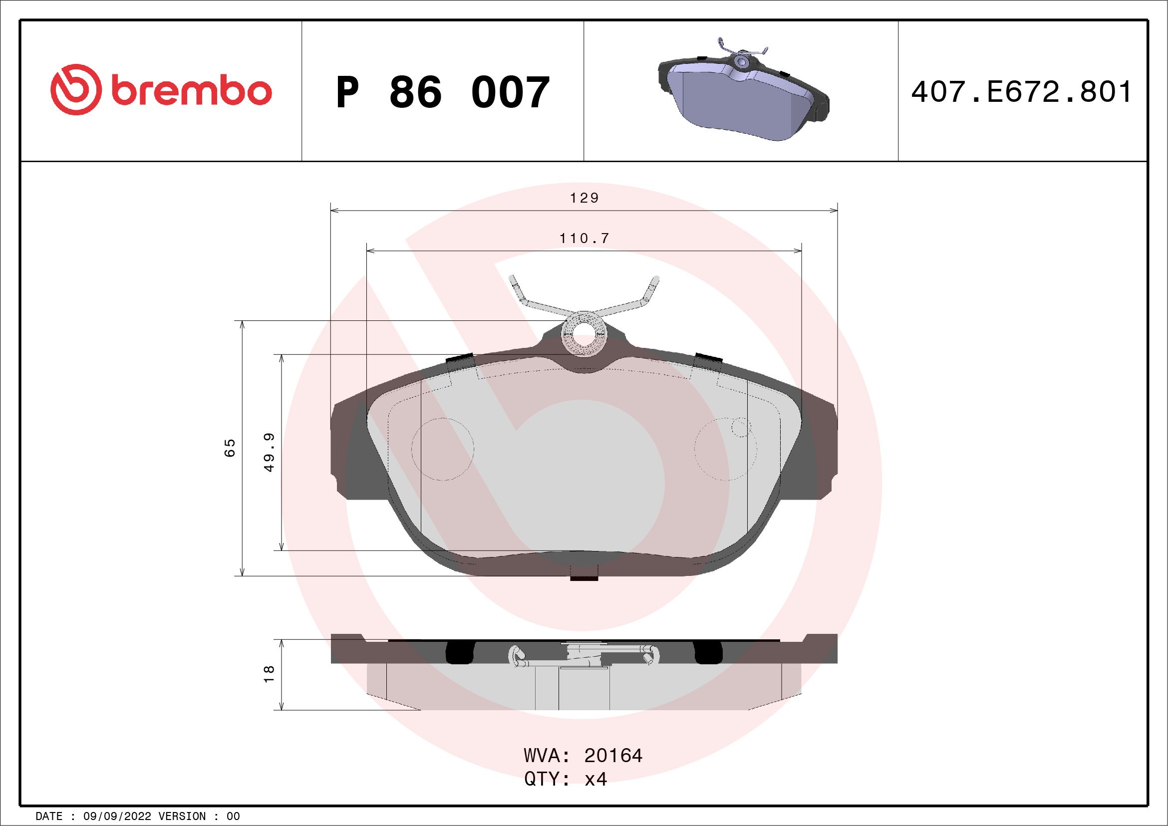 Гальмівні колодки дискові BREMBO P86007 - zapix