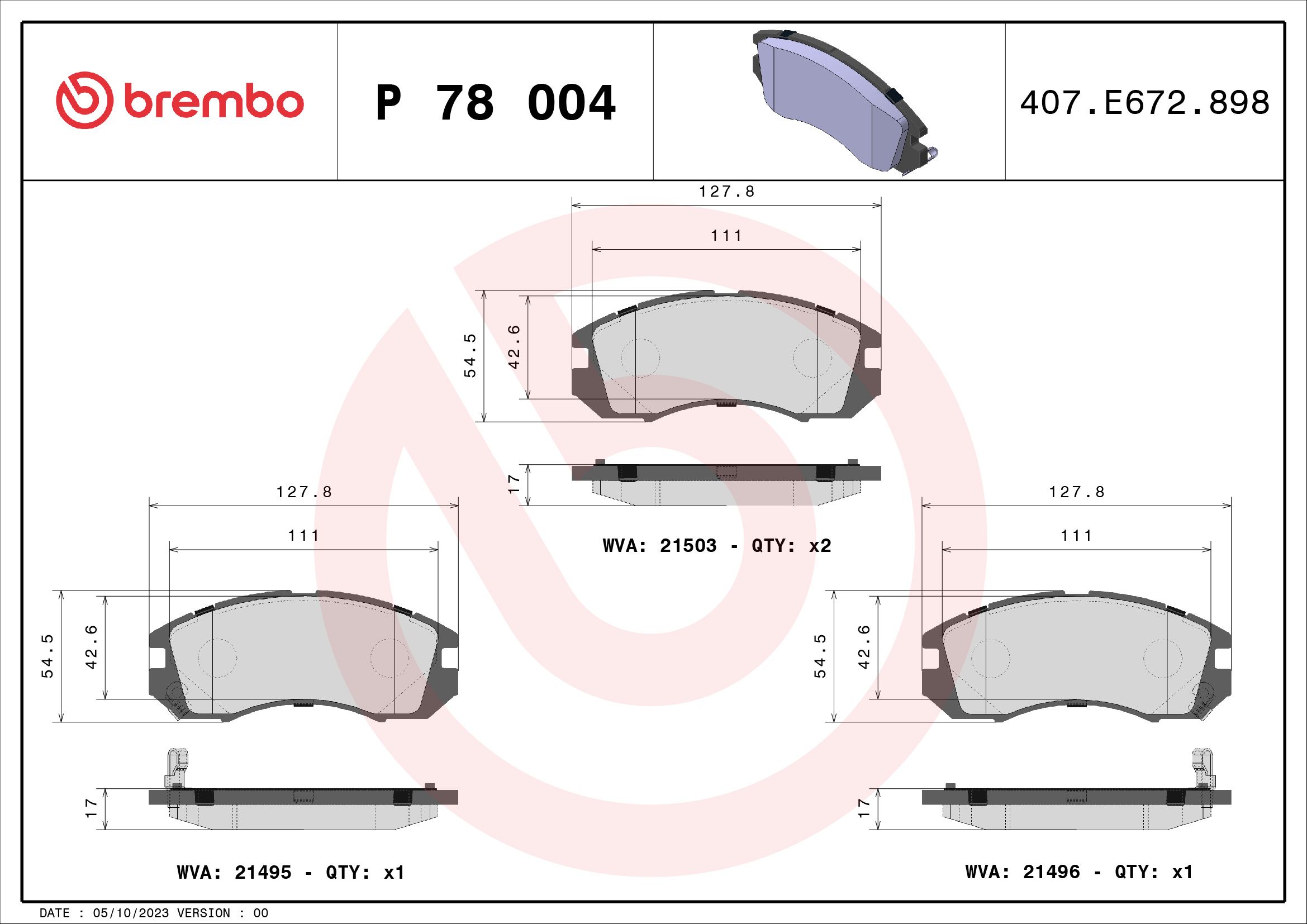 Гальмівні колодки дискові BREMBO P78004 - zapix
