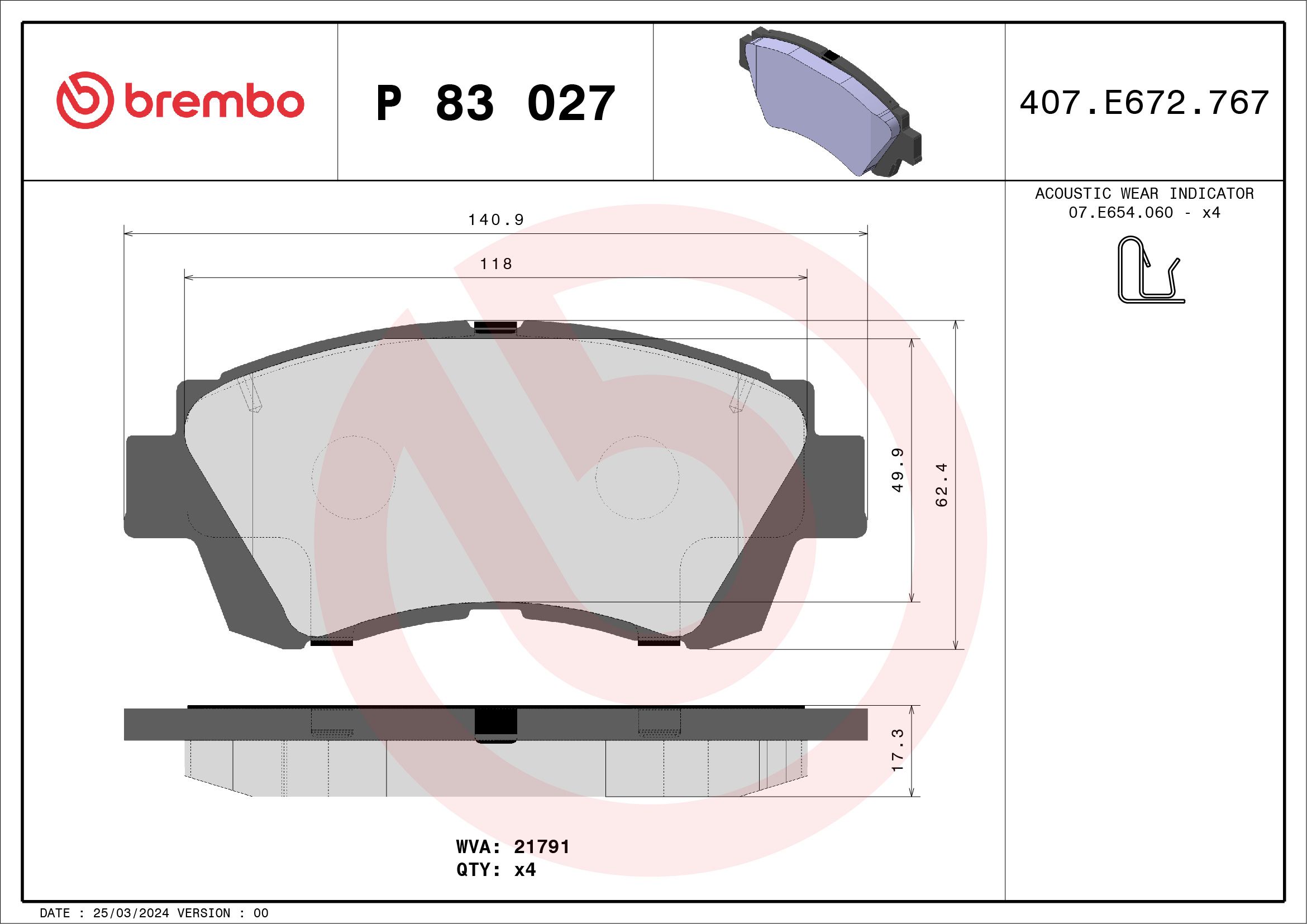 Гальмівні колодки дискові BREMBO P83027 - zapix