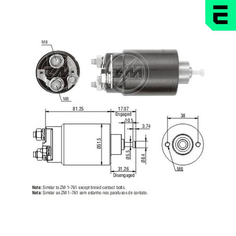 Втягуюче реле стартера ERA ZM761 - zapix