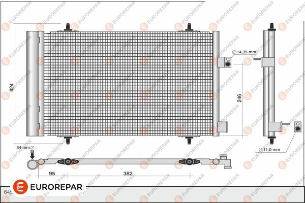Радіатор кондиціонера EUROREPAR 1626267480 - zapix