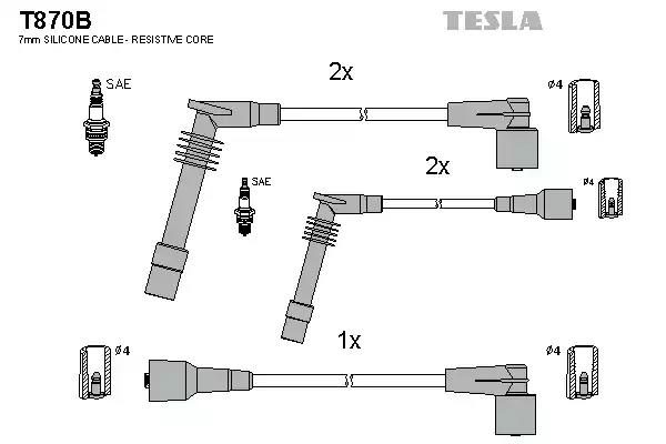 Кабелі запалювання TESLA T870B - zapix