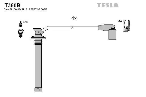 Комплект проводів високої напруги TESLA T360B - zapix