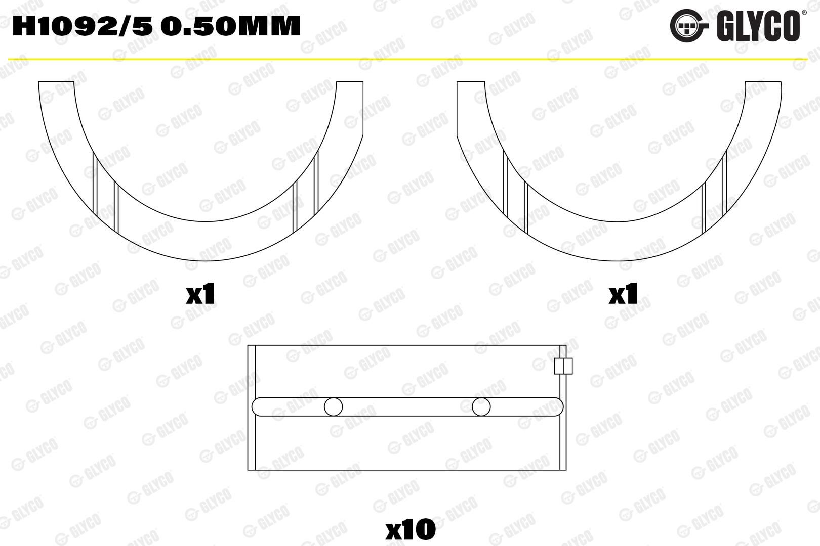 Вкладиші корінні GLYCO H10925050MM - zapix