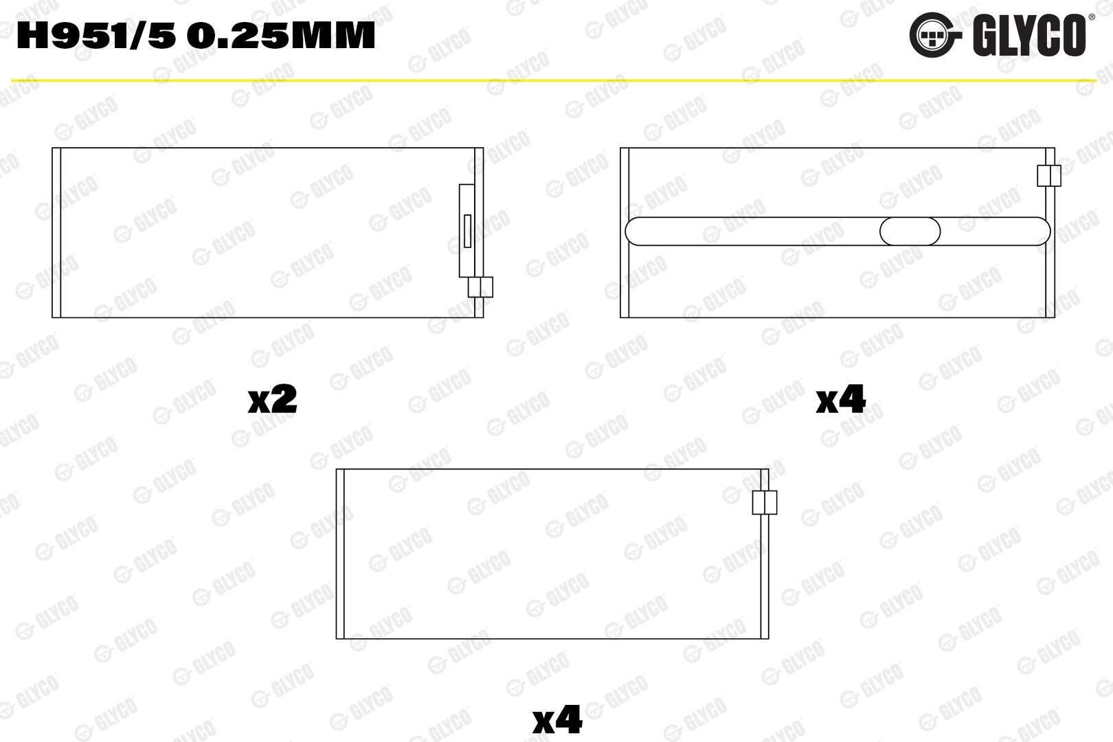 Вкладиші корінні GLYCO H9515025MM - zapix