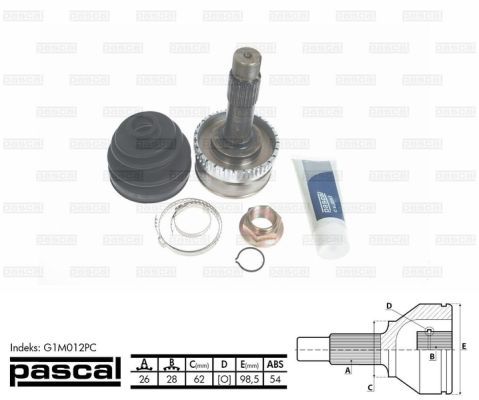 Шарнір рівних кутових швидкостей (ШРКШ) PASCAL G1M012PC - zapix