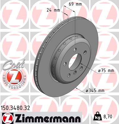 Гальмівний диск ZIMMERMANN 150348032 - zapix
