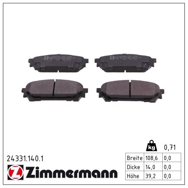 Гальмівні колодки дискові ZIMMERMANN 243311401 - zapix