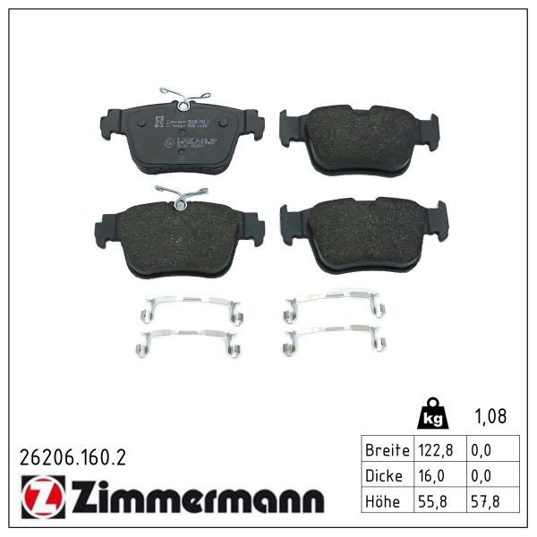 Гальмівні колодки дискові ZIMMERMANN 262061602 - zapix