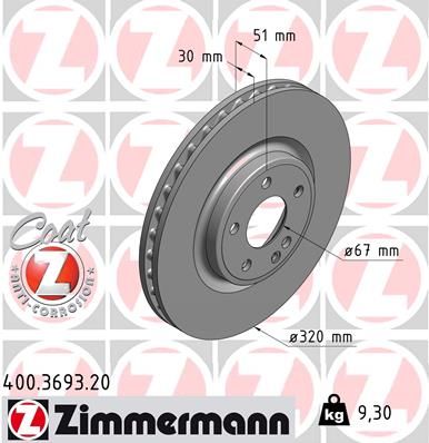 Гальмівний диск ZIMMERMANN 400369320 - zapix