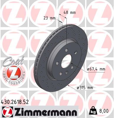 Гальмівний диск ZIMMERMANN 430261852 - zapix