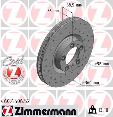 Гальмівний диск ZIMMERMANN 460450652 - zapix