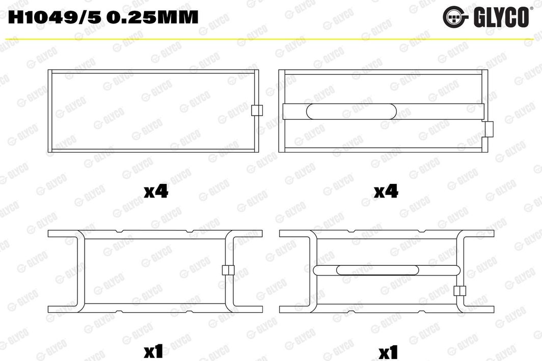 Вкладиші корінні GLYCO H10495025MM - zapix