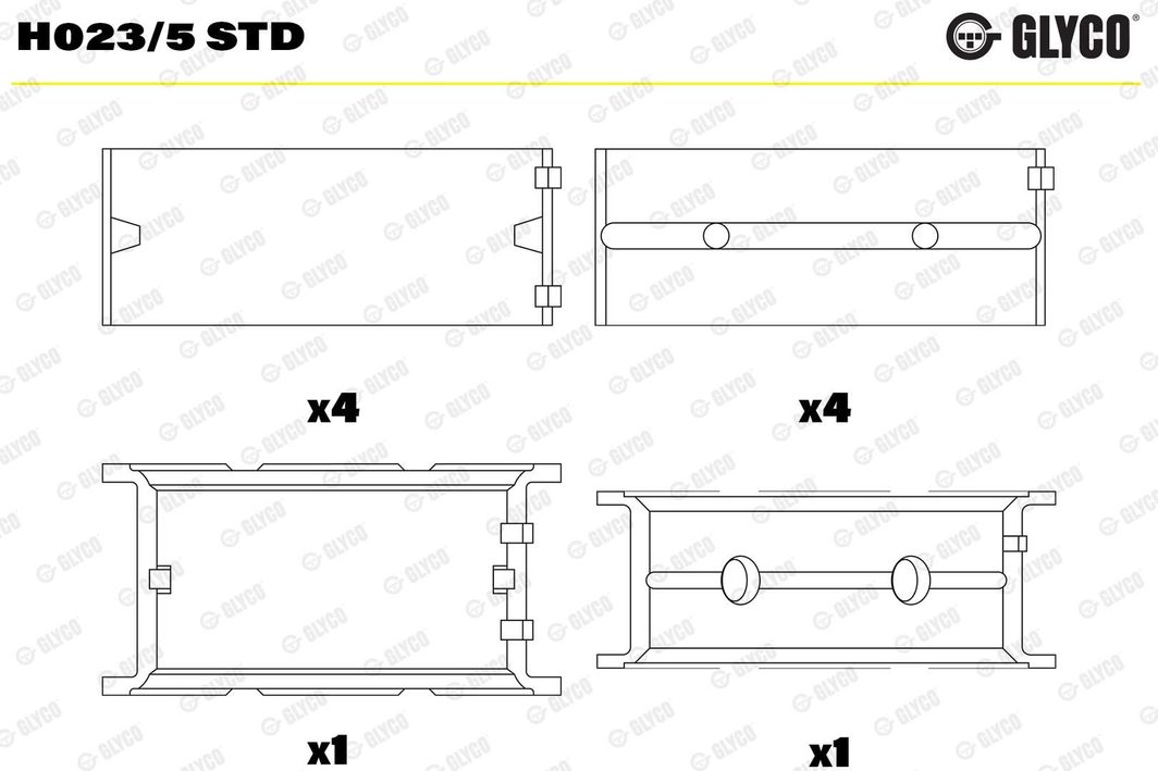 Вкладиші корінні GLYCO H0235STD - zapix