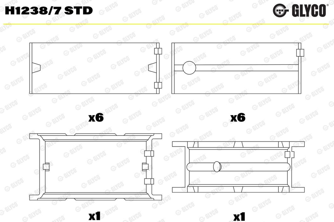 Вкладиші корінні GLYCO H12387STD - zapix