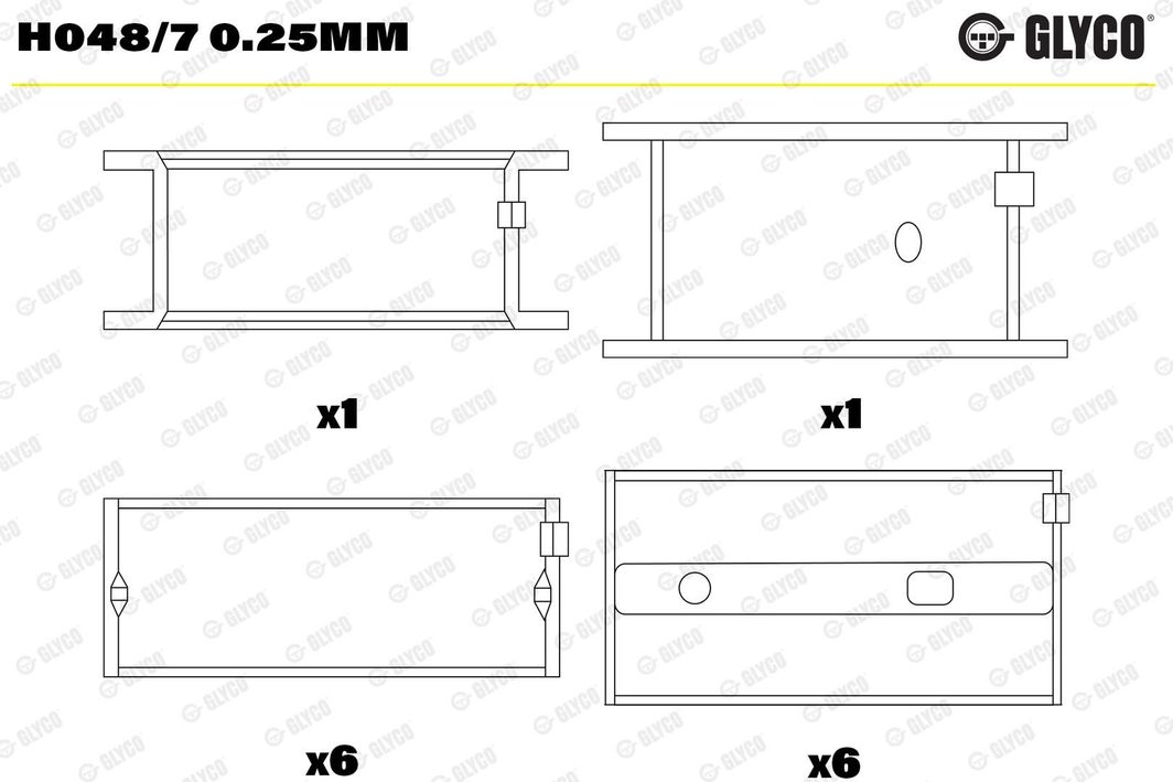 Вкладиші корінні GLYCO H0487025MM - zapix