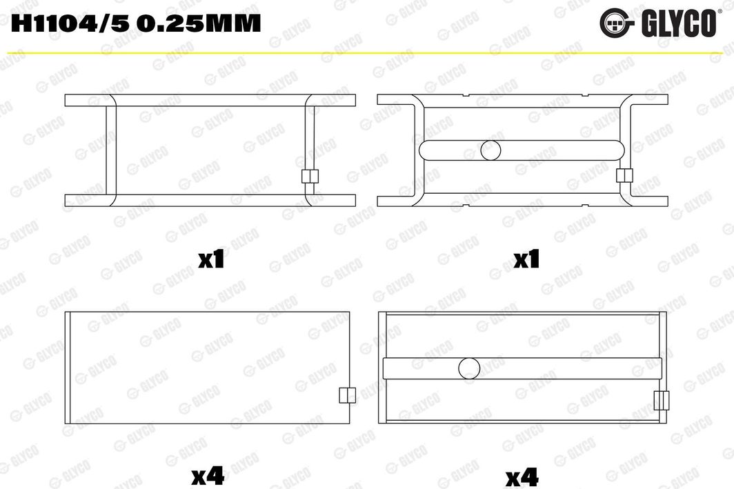 Вкладиші корінні GLYCO H11045025MM - zapix