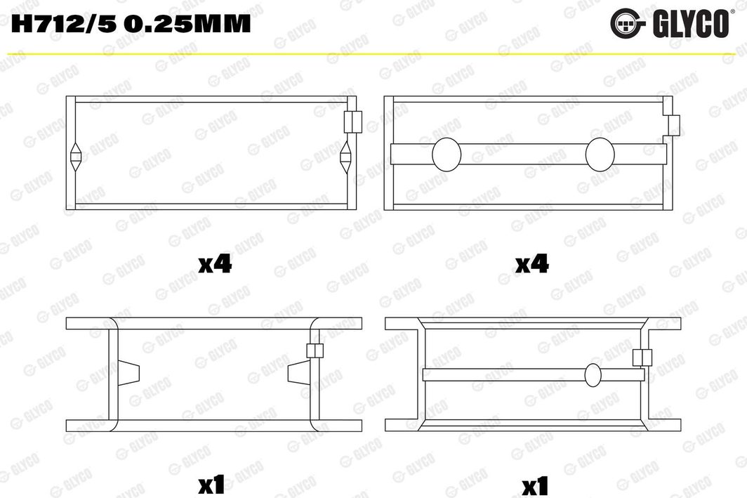 Вкладиші корінні GLYCO H7125025MM - zapix