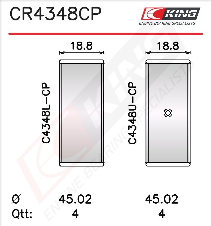Вкладиші шатунні KING CR4348CP - zapix