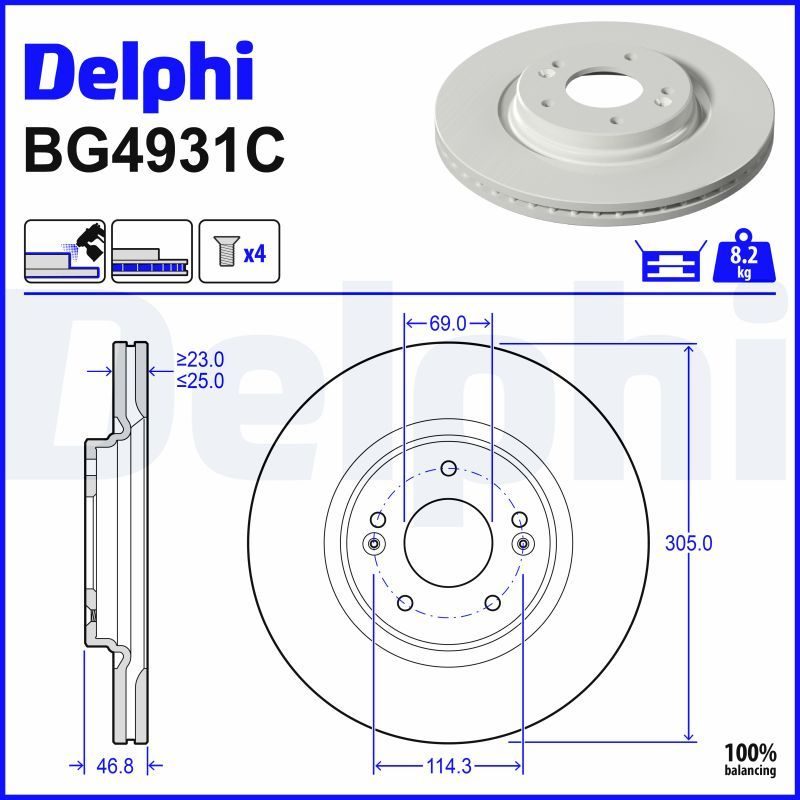 Тормозной диск DELPHI BG4931C