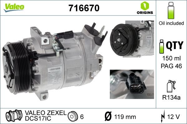 Компресор кондиціонера VALEO 716670 - zapix