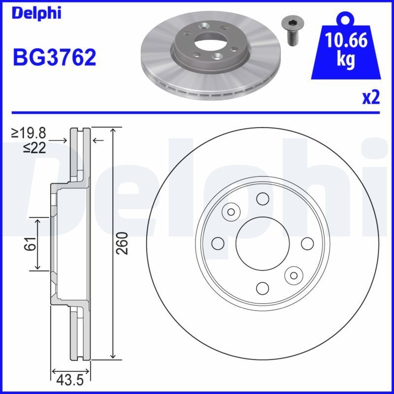 Гальмівний диск DELPHI BG3762