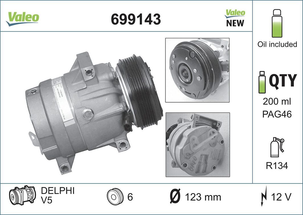 Компресор кондиціонера VALEO 699143 - zapix
