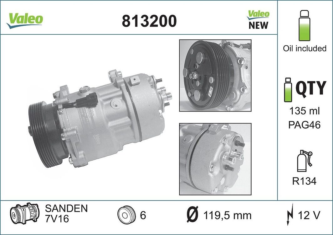 Компрессор кондиционера VALEO 813200