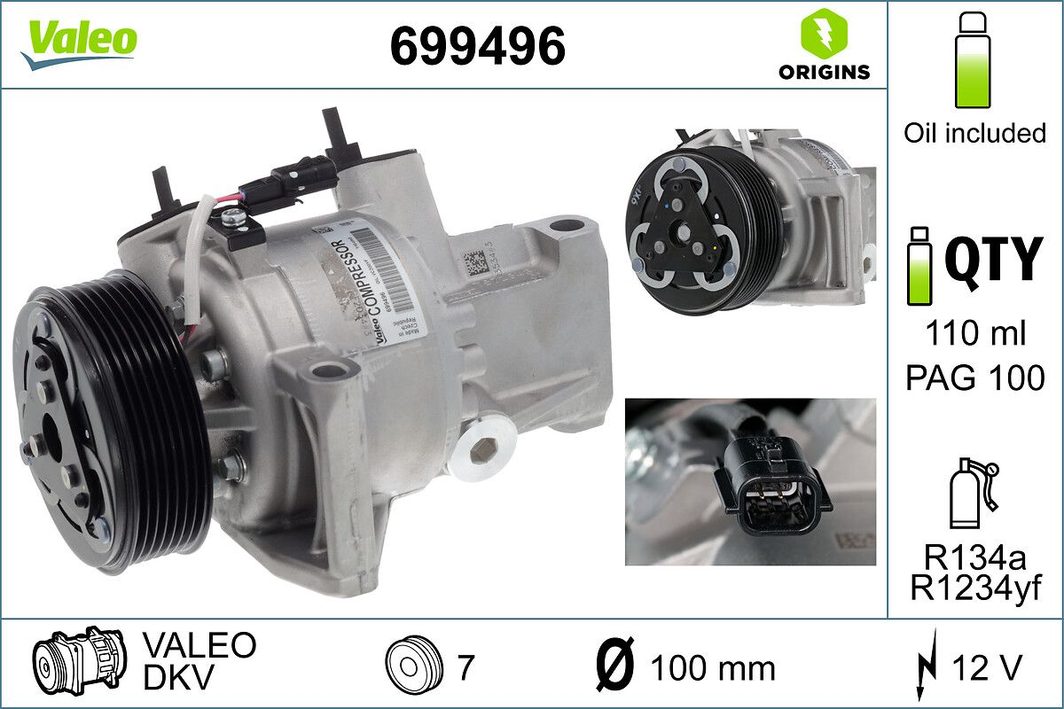 Компресор кондиціонера VALEO 699496 - zapix
