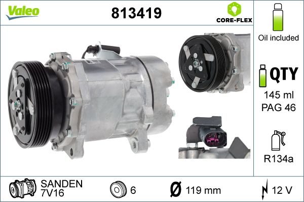 Компресор кондиціонера VALEO 813419 - zapix