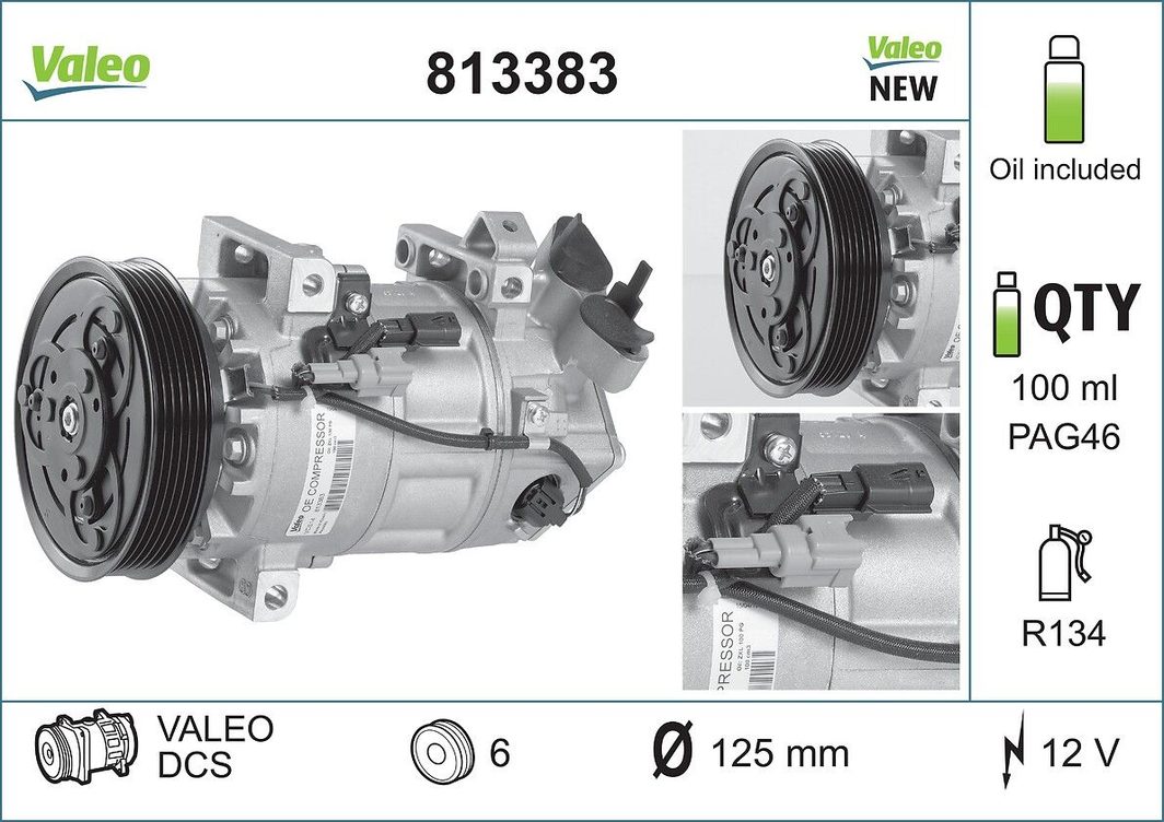 Компресор кондиціонера VALEO 813383 - zapix