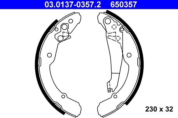 Гальмівні колодки ручника (барабанні) ATE 03013703572 - zapix
