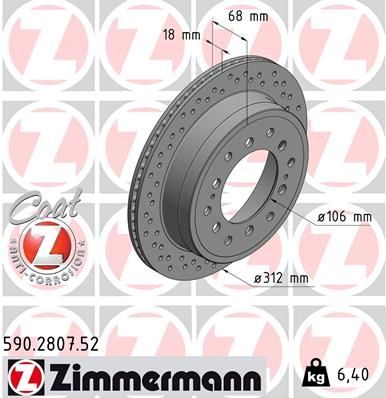 Гальмівний диск ZIMMERMANN 590280752 - zapix