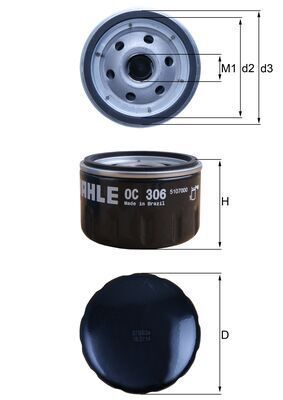 Оливний фільтр MAHLE OC306 - zapix