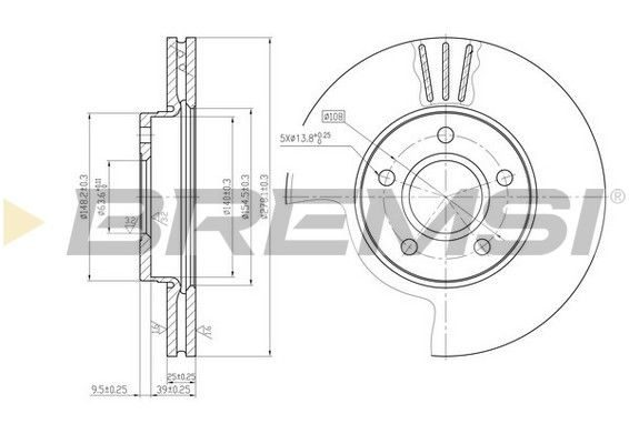 Гальмівний диск BREMSI CD7222V - zapix