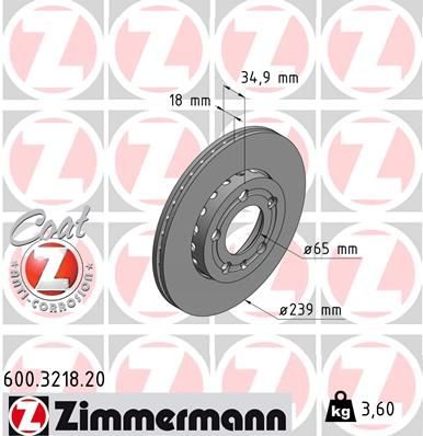 Гальмівний диск ZIMMERMANN 600321820 - zapix