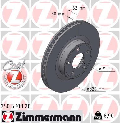 Гальмівний диск ZIMMERMANN 250570820 - zapix