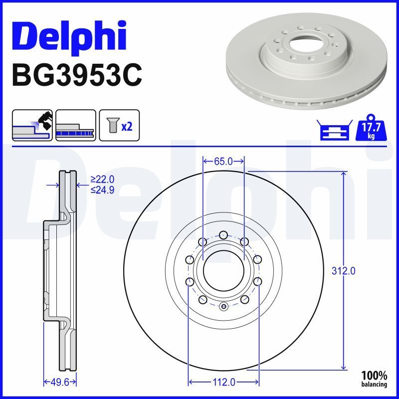 Гальмівний диск DELPHI BG3953C