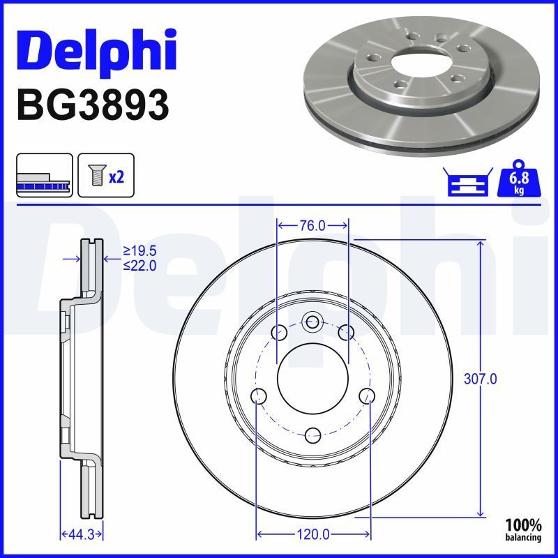 Гальмівний диск DELPHI BG3893 - zapix