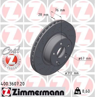 Гальмівний диск ZIMMERMANN 400360720 - zapix