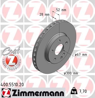 Гальмівний диск ZIMMERMANN 400551020 - zapix
